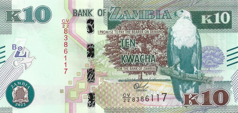 10 kwacha billets afrique zambie 10 kwacha