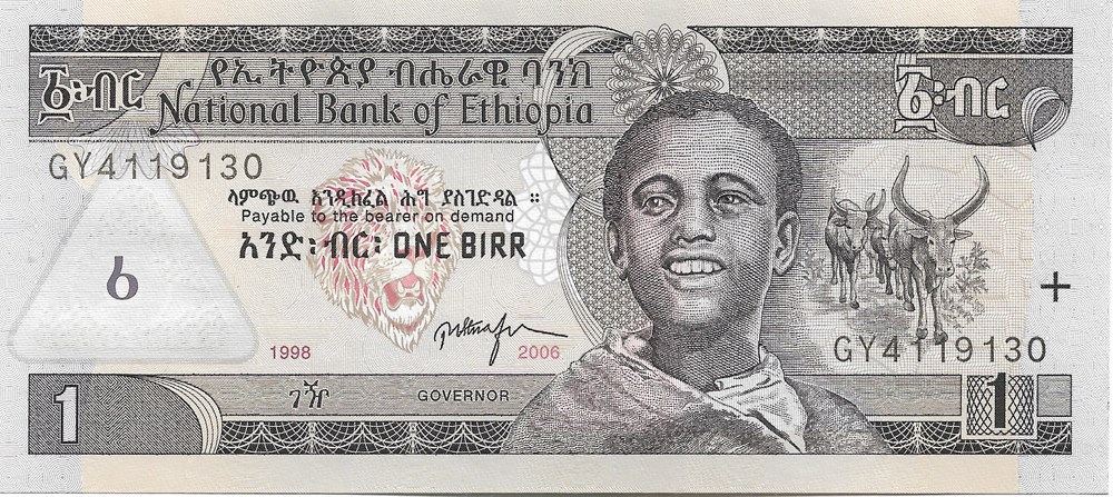 1 birr billets afrique ethiopie 1 birr