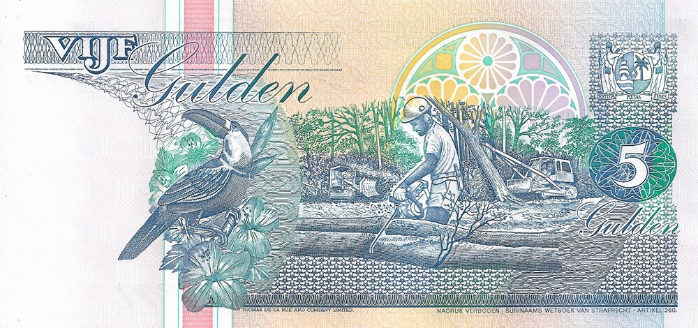 5 florins billets amerique du sud suriname 5 florins