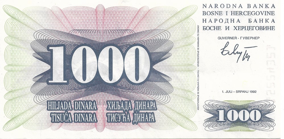 1.000 dinars billets europe bosnie herzegovine 1 000 dinars
