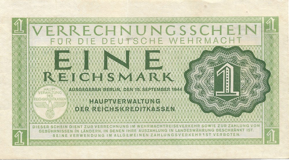 1 reichsmark de la Wehrmacht billets europe allemagne 1 reichsmark de la wehrmacht