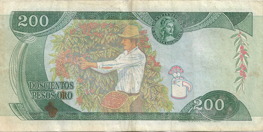 billets amerique du sud colombie 200 pesos en or