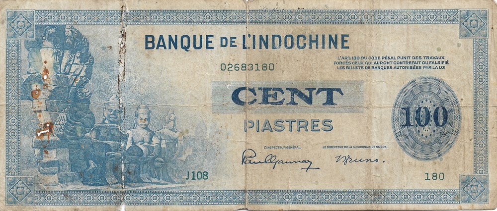 100 piastres billets asie indochine 100 piastres