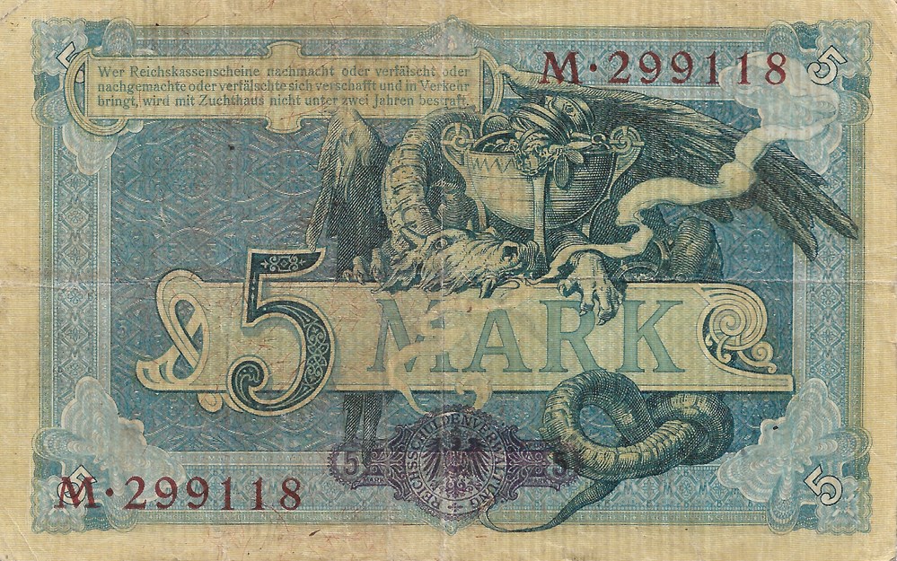 5 marks billets europe allemagne 5 marks