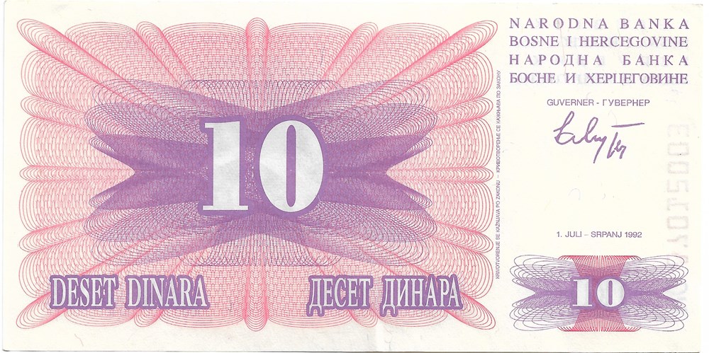10 dinars billets europe bosnie herzegovine 10 dinars