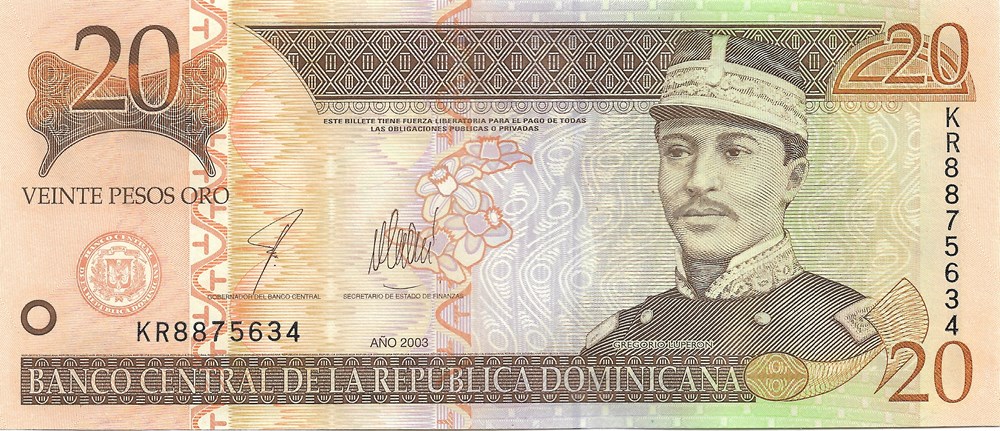 20 pesos or billets amerique centrale et caraibes republique dominicaine 20 pesos or