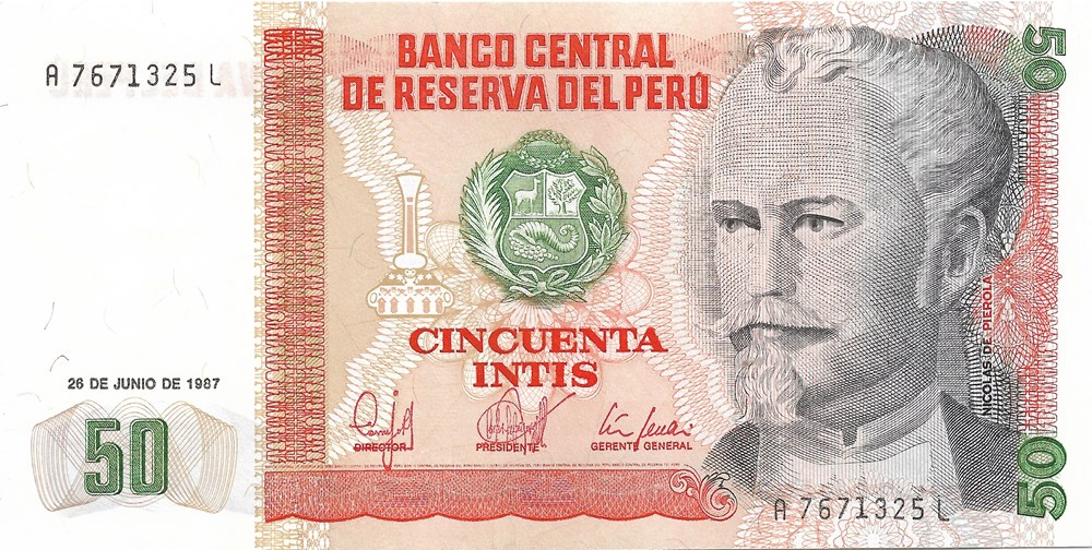 50 intis billets amerique du sud perou 50 intis