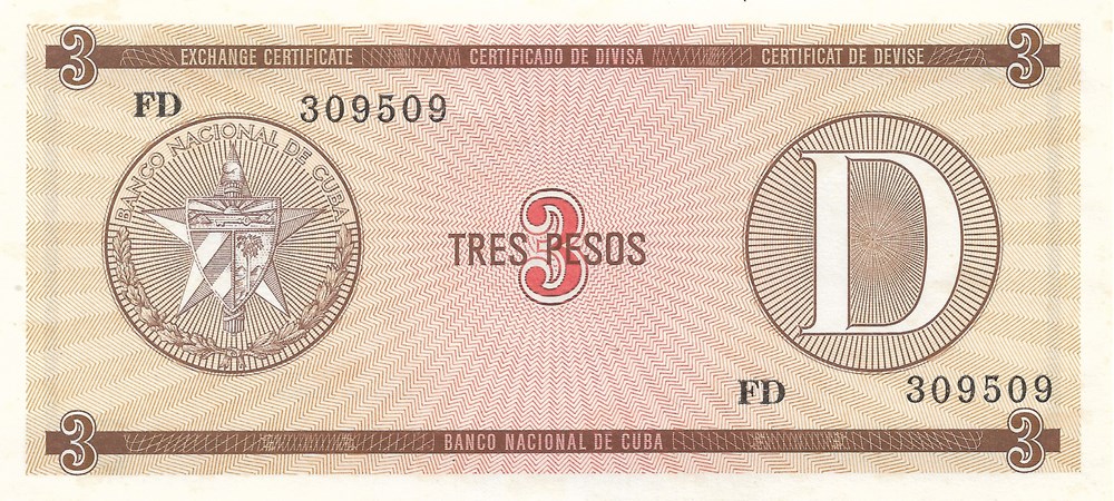 3 pesos billets amerique centrale et caraibes cuba 3 pesos