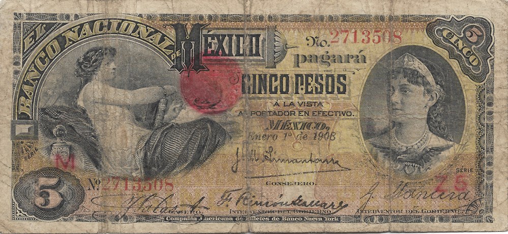 5 pesos billets amerique du nord mexique 5 pesos