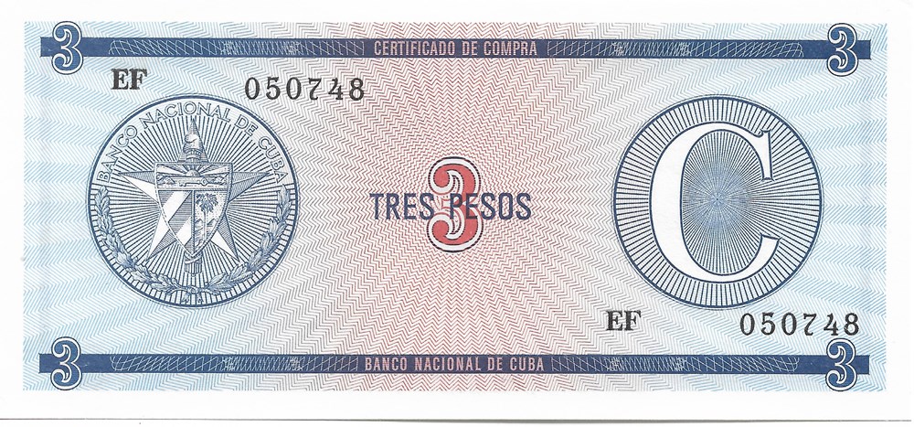 3 pesos billets amerique centrale et caraibes cuba 3 pesos
