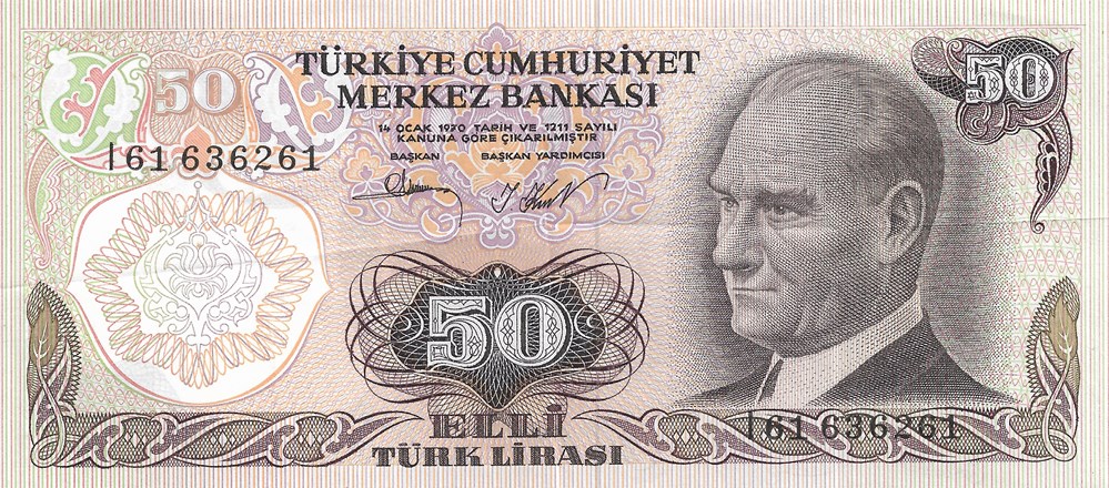 50 livres turques billets asie turquie 50 livres turques