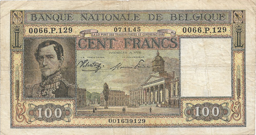 100 francs billets europe belgique 100 francs