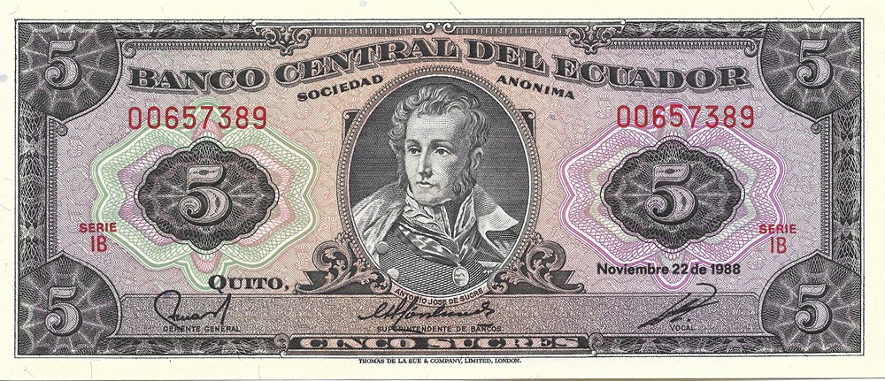 5 sucres billets amerique du sud equateur 5 sucres