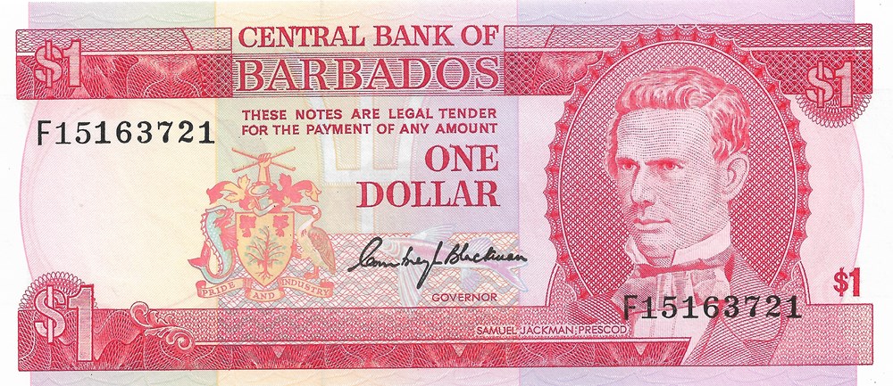 1 dollar billets amerique centrale et caraibes barbade 1 dollar