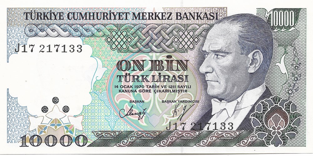 billets asie turquie 10 000 livres turques