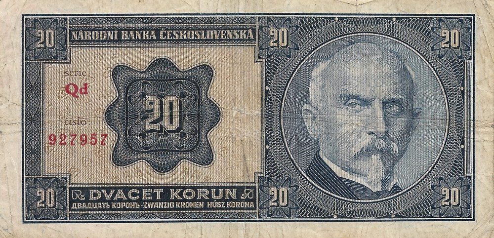 20 couronnes tchécoslovaques billets europe tchecolovaquie 20 couronnes tchecoslovaques