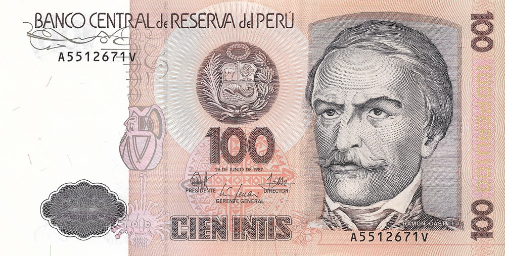 billets amerique du sud perou 100 intis