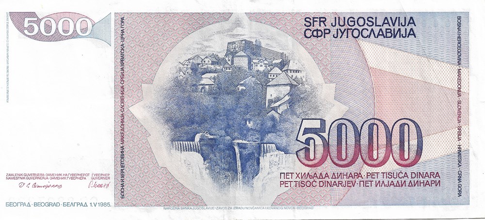 billets europe yougoslavie 5 000 dinars