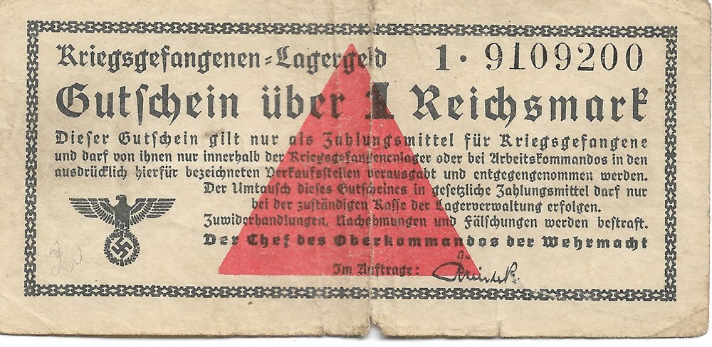 1 reichsmark des camps de prisonniers de guerre billets europe allemagne 1 reichsmark des camps de prisonniers de guerre
