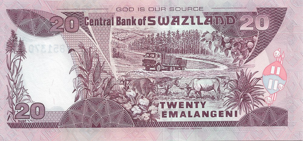 20 emalangeni billets afrique swaziland 20 emalangeni