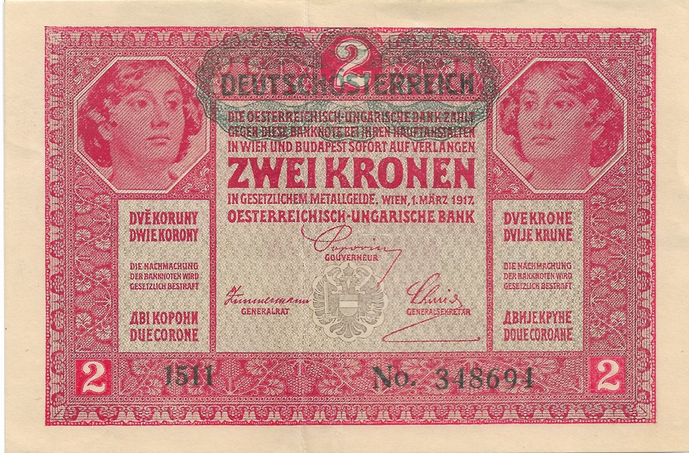 2 couronnes billets europe autriche 2 couronnes