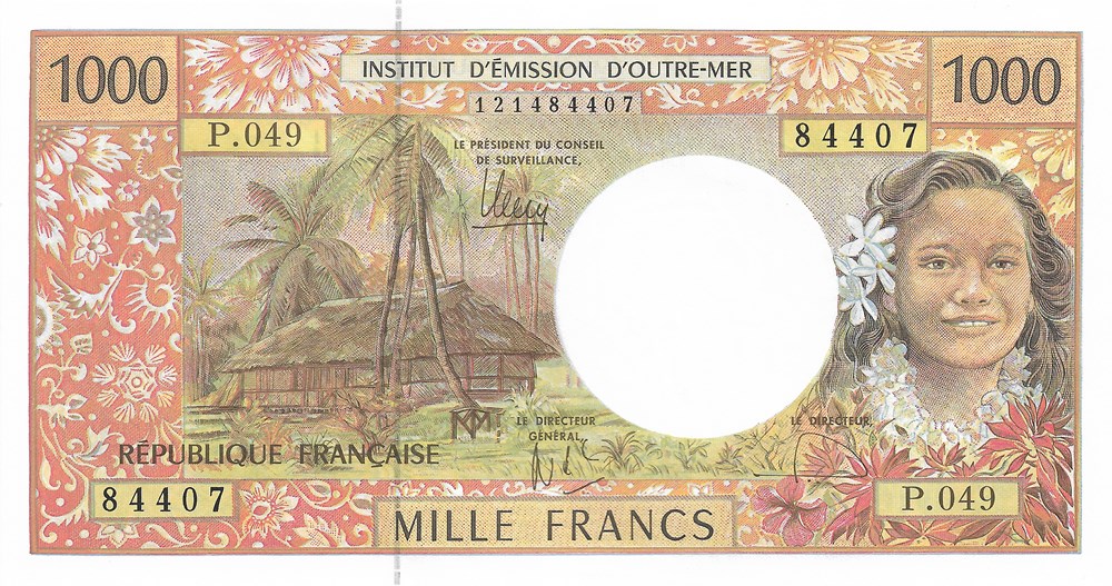 1.000 francs CFP billets oceanie territoires francais du pacifique 1 000 francs cfp