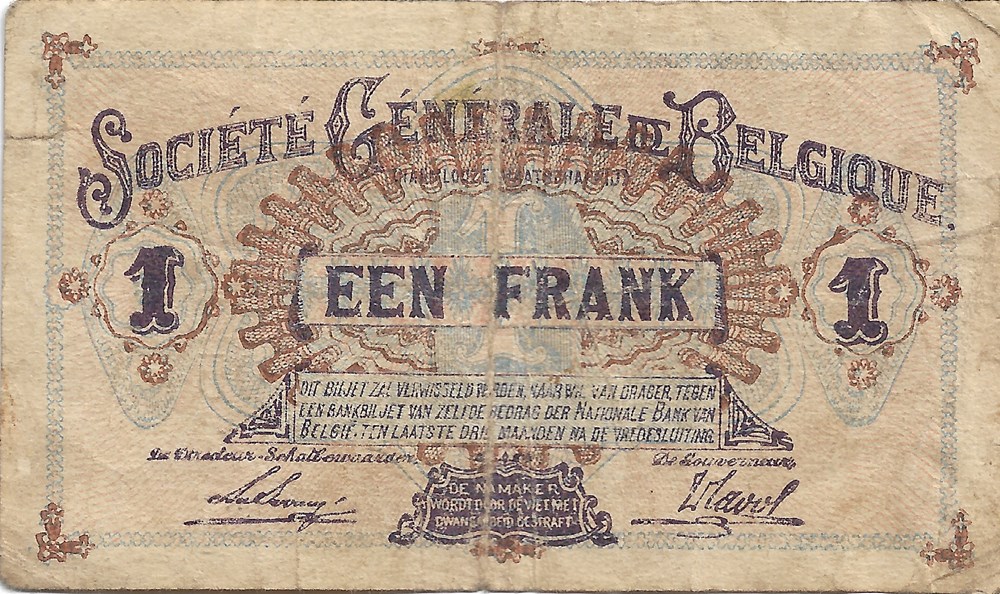 1 franc billets europe belgique 1 franc