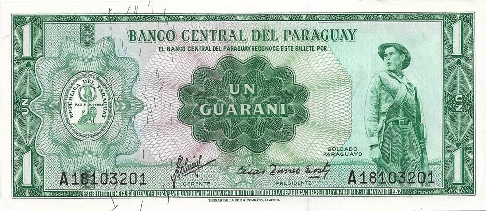 1 guarani billets amerique du sud paraguay 1 guarani