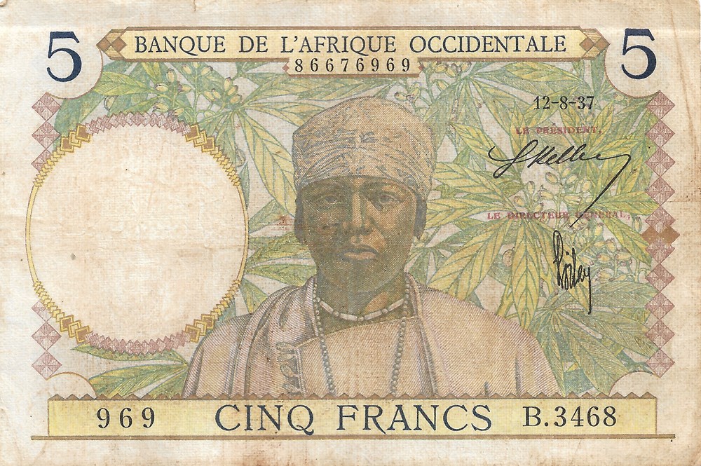 5 francs billets afrique de l ouest 5 francs