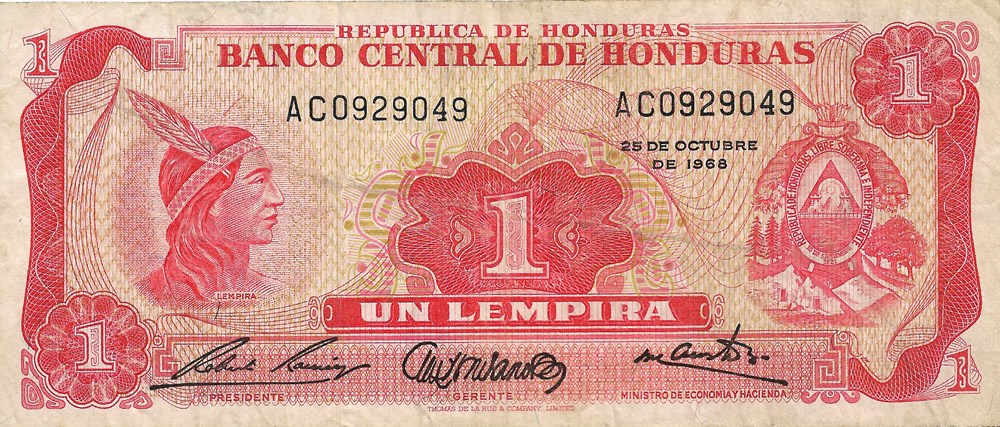 billets amerique centrale et caraibes honduras 1 lempira