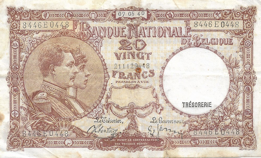 20 francs billets europe belgique 20 francs