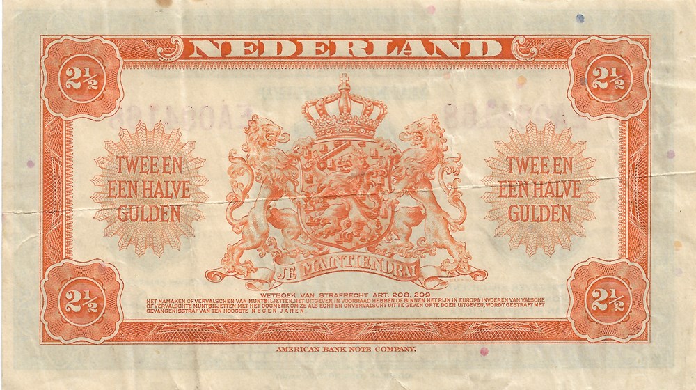 2 ½ florins billets europe pays bas 2 florins