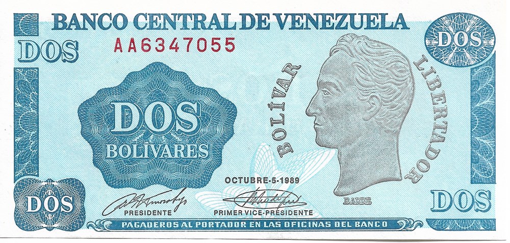 billets amerique du sud venezuela 2 bolivars
