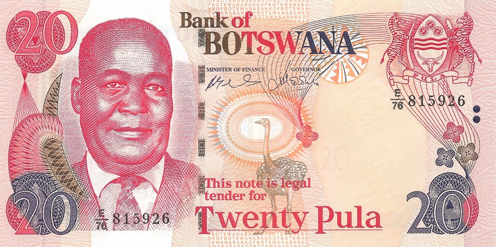 20 pula billets afrique botswana 20 pula