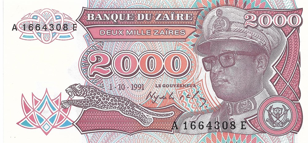 2.000 zaïres billets afrique 2 000 zaires