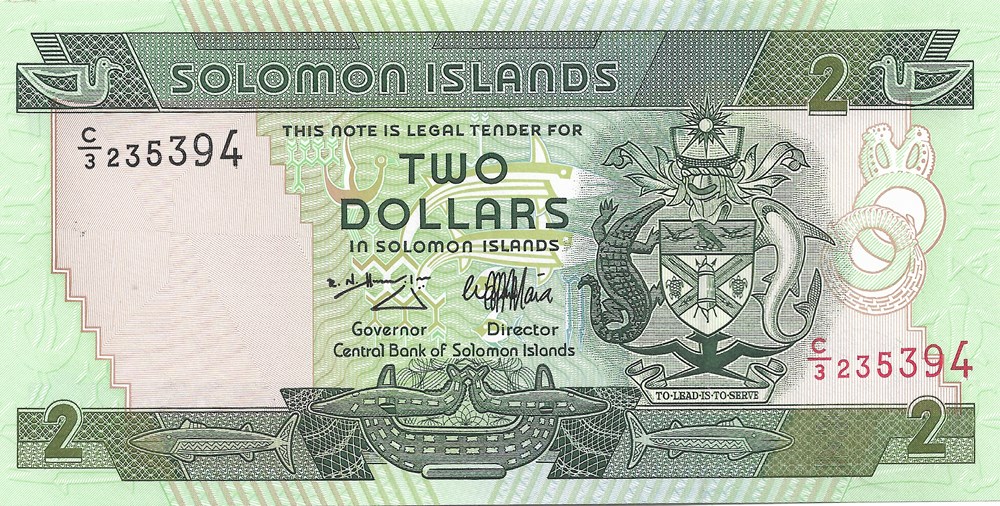 2 dollars billets oceanie salomon 2 dollars