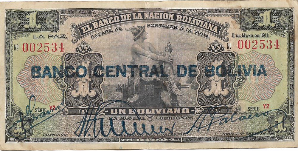 1 boliviano billets amerique du sud bolivie 1 boliviano