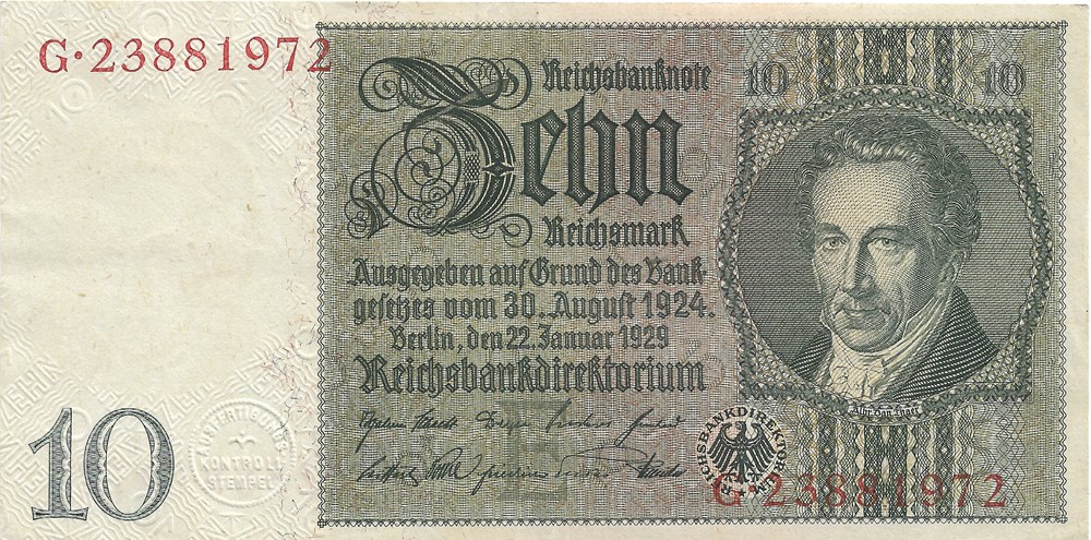 10 reichsmarks billets europe allemagne 10 reichsmarks
