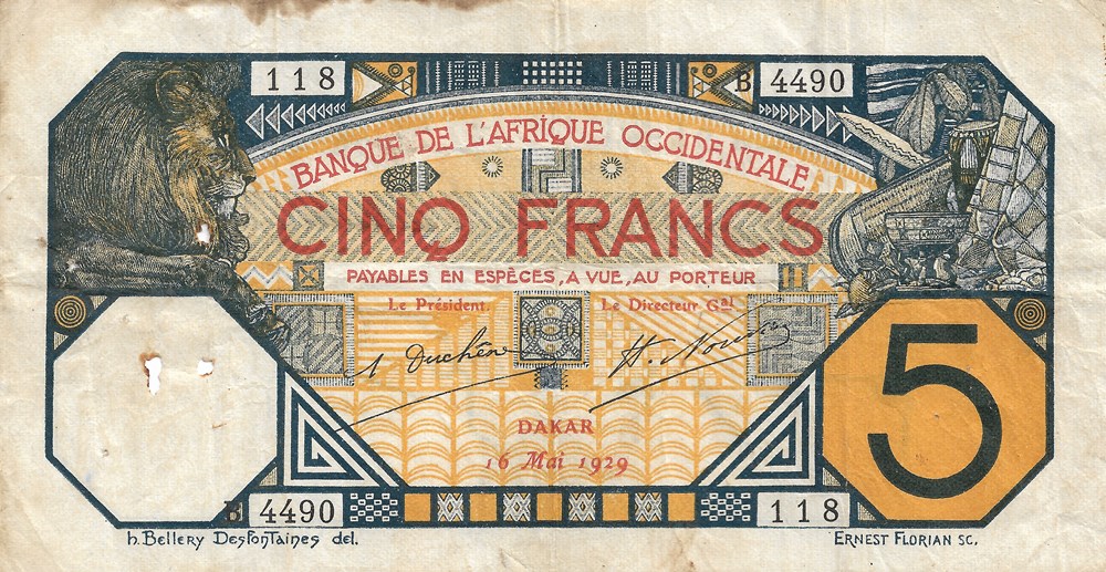 5 francs billets afrique de l ouest 5 francs