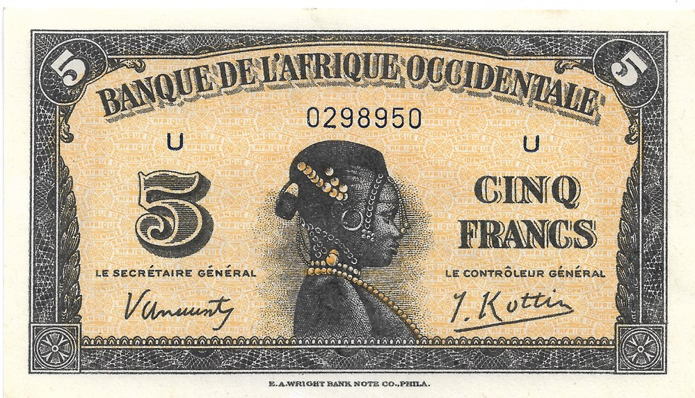 billets afrique de l ouest 5 francs