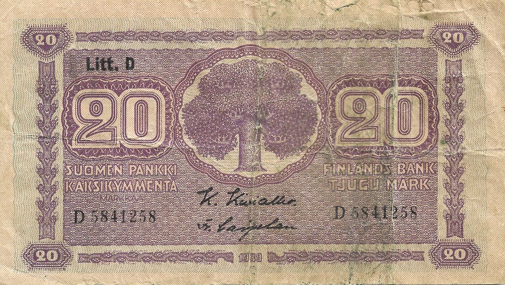 20 marks billets europe finlande 20 marks