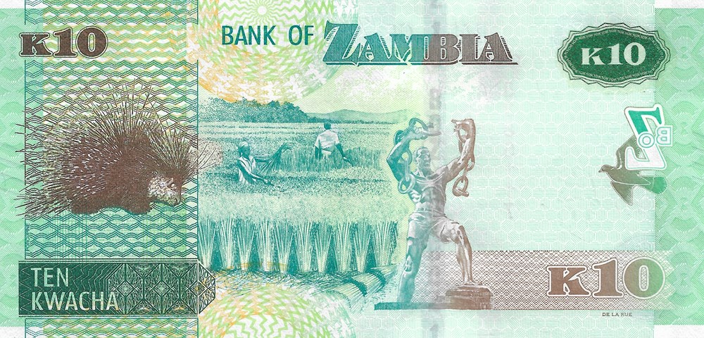 10 kwacha billets afrique zambie 10 kwacha
