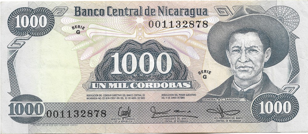 1.000 cordobas billets amerique centrale et caraibes nicaragua 1 000 cordobas