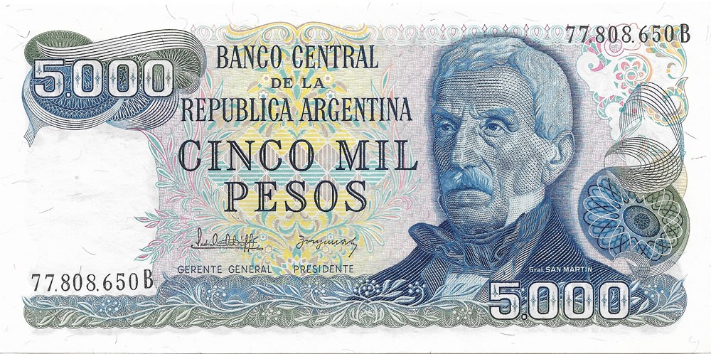 billets amerique du sud argentine 5 000 pesos
