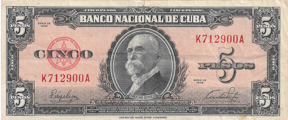 5 pesos billets amerique centrale et caraibes cuba 5 pesos