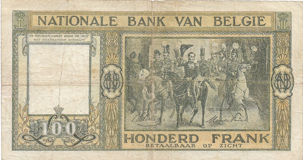 100 francs billets europe belgique 100 francs