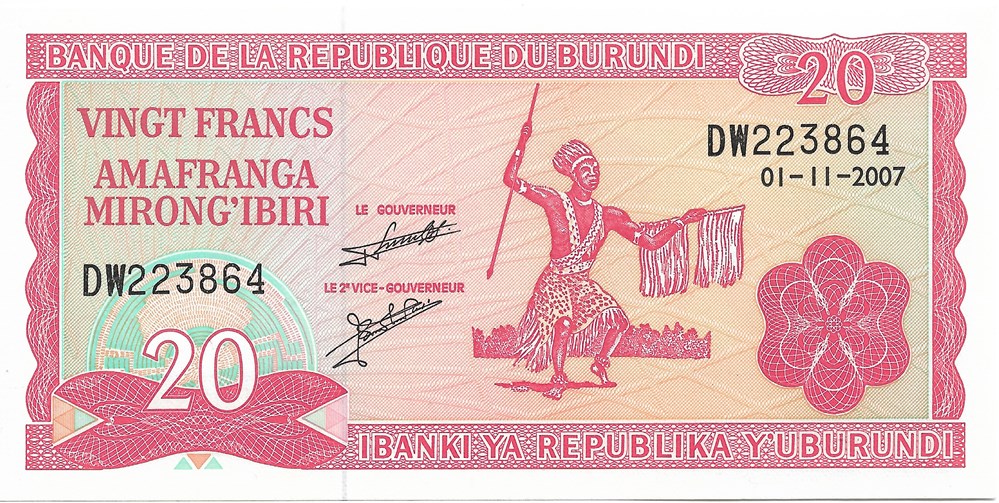 20 francs billets afrique burundi 20 francs
