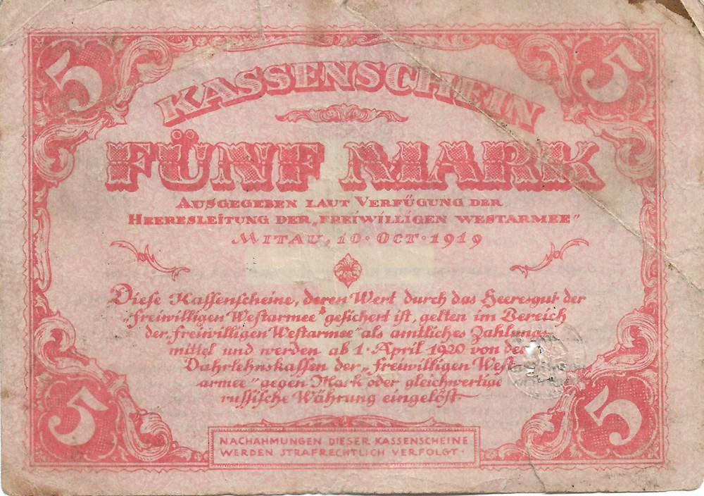 5 marks billets europe lettonie 5 marks