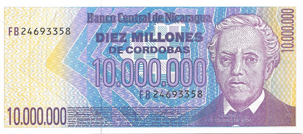 10.000.000 cordobas billets amerique centrale et caraibes nicaragua 10 000 000 cordobas