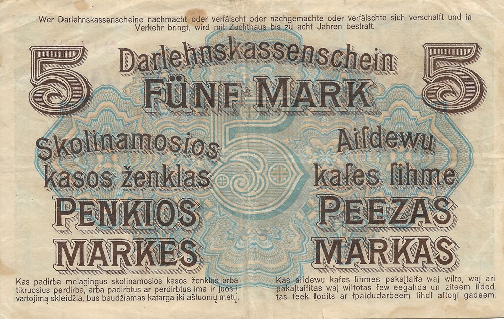 billets europe lituanie 5 marks